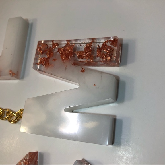 Custom Copper / Rose Gold & White Letter Keychains - Picture 13 of 16